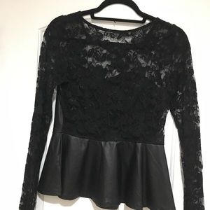 Faux Leather Lace Top